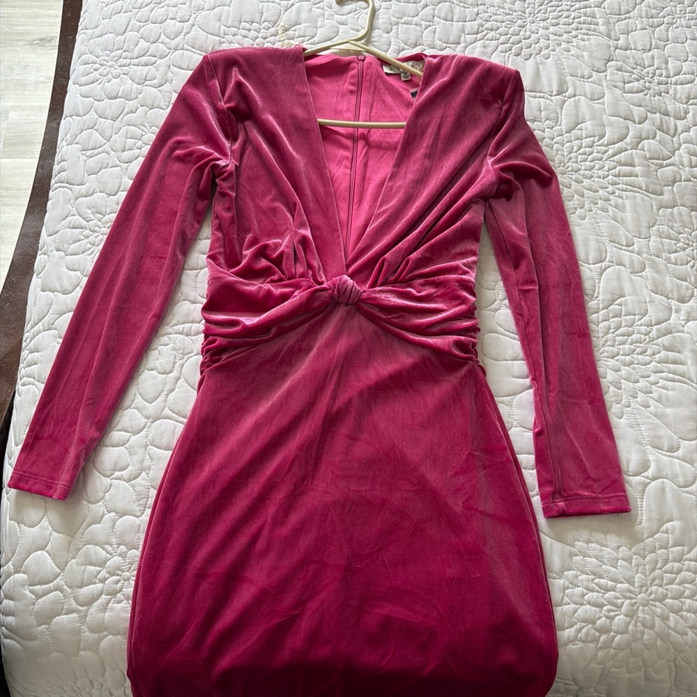 Dry Goods Fuchsia Velvet Long Sleeve Dress